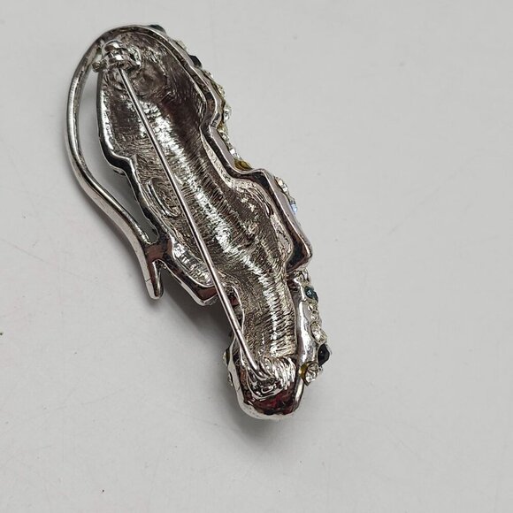 Kenneth Jay Lane Avon Panther Pin With Clear Black Green Rhinestones in Box - Picture 5 of 7